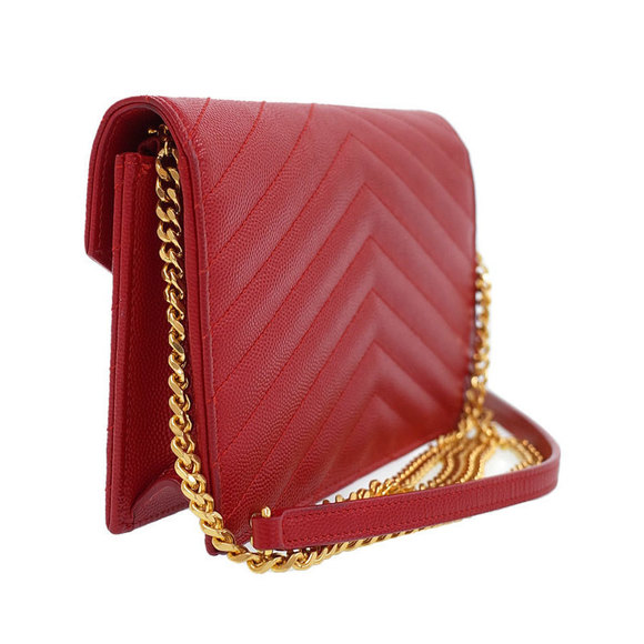 Saint Laurent Red Wallet Paris Chain Envelope - Picture 1 of 9